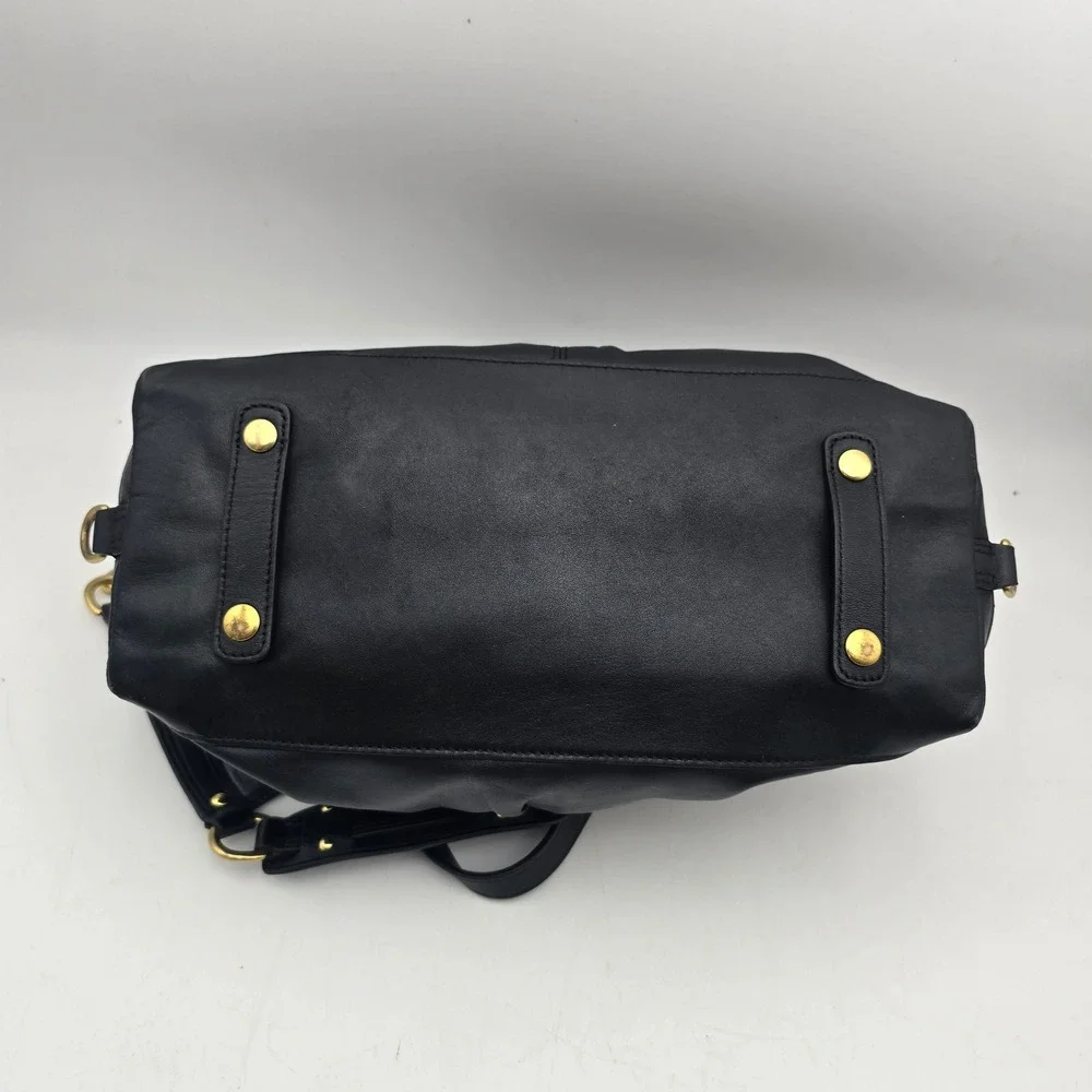 Coach Madison Sophia Black Gathered Leather Satchel Crossbody Bag F17647 Gold